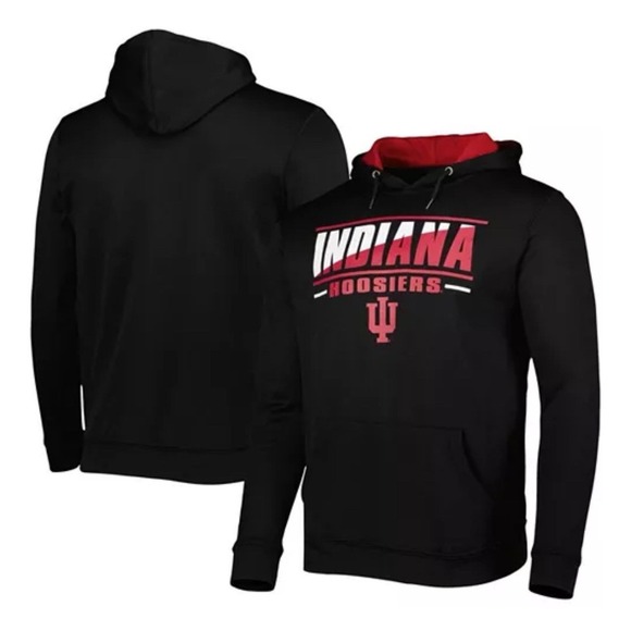 Men's‎ Medium Colosseum Black Indiana Hoosiers Slash Stack 2.0 Pullover Hoodie - Picture 1 of 11
